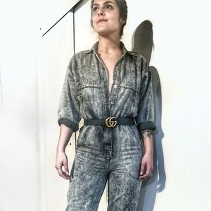 Denim acid wash romper